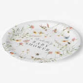 Assiettes En Carton Baby shower fleur sauvage d'aquarelle de papillon (Angle)