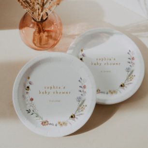 Assiettes En Carton Baby shower Fleur sauvage de Mama à Bee