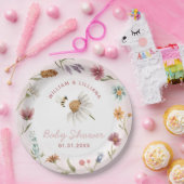 Assiettes En Carton Baby shower Fleur sauvage de printemps (Fête)