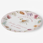 Assiettes En Carton Baby shower Fleur sauvage de printemps (Angle)