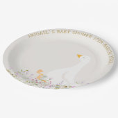 Assiettes En Carton Baby shower Fleur sauvage d'oie d'aquarelle (Angle)