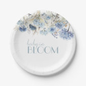 Assiettes En Carton Baby shower Fleur sauvage DUSTY Blue Hydrangea (Devant)
