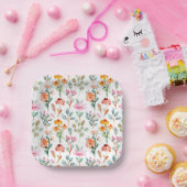 Assiettes En Carton Baby shower Fleur sauvage mignon Petit Lapin (Fête)