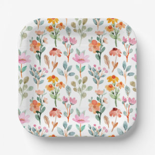 Assiettes En Carton Baby shower Fleur sauvage mignon Petit Lapin