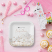 Assiettes En Carton Baby shower Fleur sauvage papillon Boho (Fête)