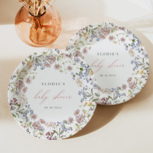 Assiettes En Carton Baby shower fleur sauvage plaque de papier Floral