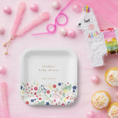 Assiettes En Carton Baby shower Fleur sauvage simple et élégant (Fête)