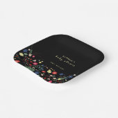 Assiettes En Carton Baby shower Fleur sauvage simple noir (Angulaire)