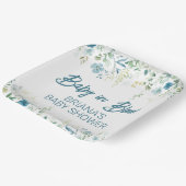 Assiettes En Carton Baby shower Fleur sauvage turquoise (Angulaire)