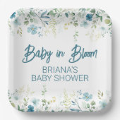 Assiettes En Carton Baby shower Fleur sauvage turquoise (Recto)