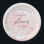 Assiettes En Carton baby shower fleuri et moderne<br><div class="desc">Notre collection "moderne subtil floral" présente une arrière - plan subtile blush jumelée à un élégant pochoir et des fleurs modernes pour un look unique et élégant. Toutes vos informations sont prêtes pour une personnalisation facile et sont dans une belle police serif jumelée avec une police de script personnalisée. Consultez...</div>