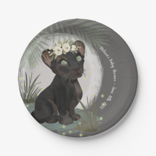 Assiettes En Carton Baby shower Floral Black Panther