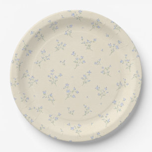 Assiettes En Carton Baby Shower Floral Bleu Jaune Pastel Vintage
