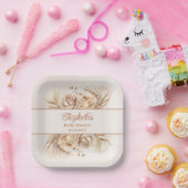 Assiettes En Carton Baby shower Floral Boho Blush (Fête)