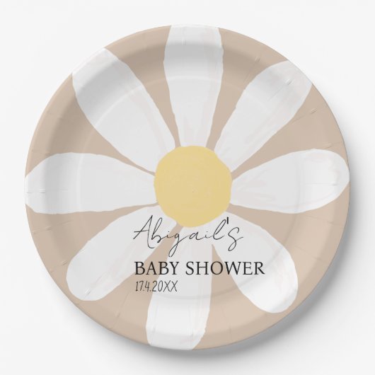 Assiettes En Carton Baby shower Floral Boho Daisy (Devant)