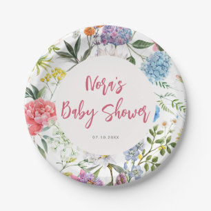Assiettes En Carton Baby shower floral brillant