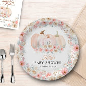 Assiettes En Carton Baby shower Floral Citrouille doux