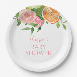 Assiettes En Carton Baby shower Floral Citrus