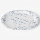 Assiettes En Carton Baby shower Floral de Bow Bleu (Angle)