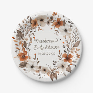 Assiettes En Carton Baby shower Floral de Chocal