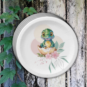 Assiettes En Carton Baby shower floral d'éclosion d'alligator pour béb