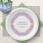 Assiettes En Carton Baby shower floral Fiesta Vivid