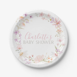 Assiettes En Carton Baby shower Floral fleur sauvage