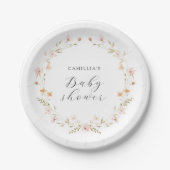 Assiettes En Carton Baby shower Floral fleur sauvage Boho (Devant)