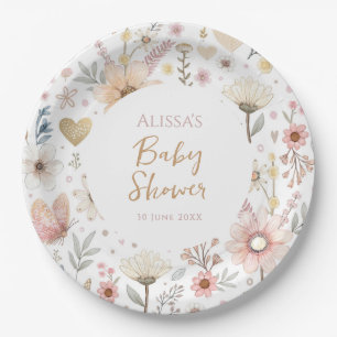 Assiettes En Carton Baby shower Floral fleur sauvage Boho