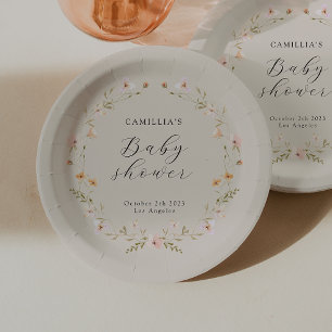 Assiettes En Carton Baby shower Floral fleur sauvage Boho