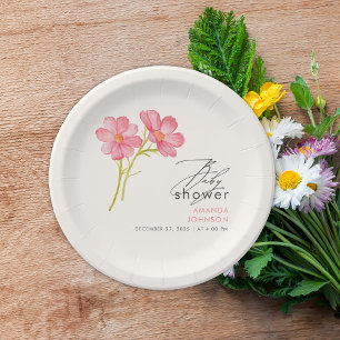 Assiettes En Carton Baby shower floral Fleur sauvage de Bohême