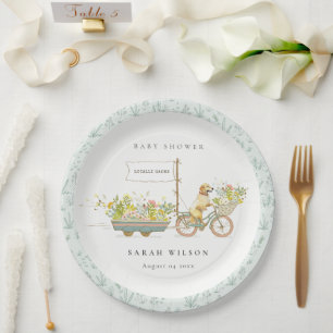 Assiettes En Carton Baby shower Floral Golden Retriever cultivé locale