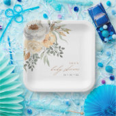 Assiettes En Carton Baby shower floral gris et tan d'automne (Fête)