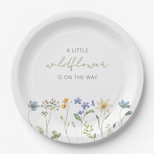 Assiettes En Carton Baby shower floral Little Fleur sauvage Spring (Devant)