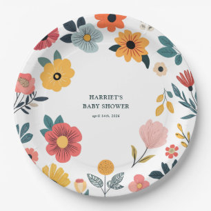 Assiettes En Carton Baby Shower Floral Moderne