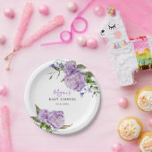 Assiettes En Carton Baby shower Floral pourpre (Fête)