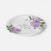 Assiettes En Carton Baby shower Floral pourpre (Angle)