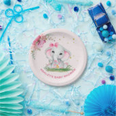 Assiettes En Carton Baby shower Floral rose Eléphant mignon (Fête)