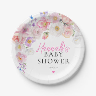Assiettes En Carton Baby shower Floral rose Eloise