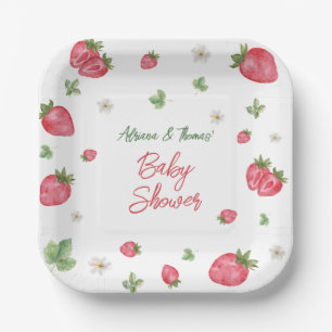 Assiettes En Carton Baby shower floral rose fraise