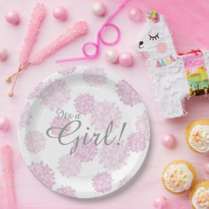 Assiettes En Carton baby shower floral simple fille couche botanique