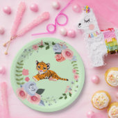 Assiettes En Carton Baby shower floral Tiger Cub (Fête)
