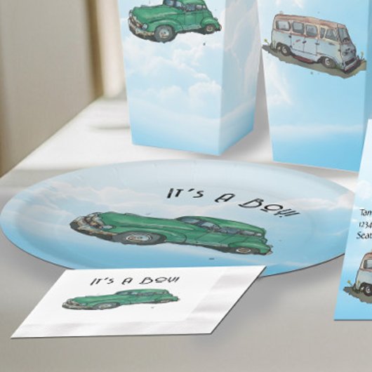Assiettes En Carton Baby shower for a boy, sedan