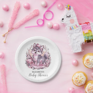 Assiettes En Carton Baby shower Forest Pastel Wolf