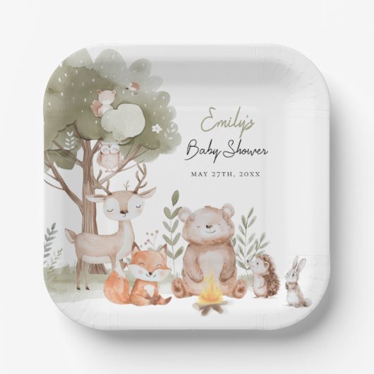 Assiettes En Carton Baby shower forestier (Recto)