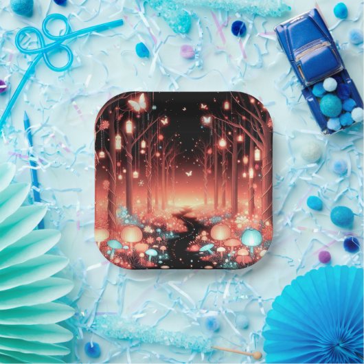 Assiettes En Carton Baby shower forestier boho Little Enchanted (Fête)