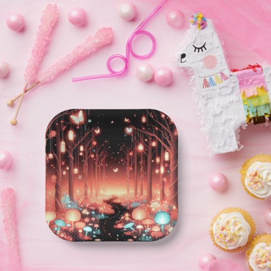 Assiettes En Carton Baby shower forestier boho Little Enchanted (Fête)