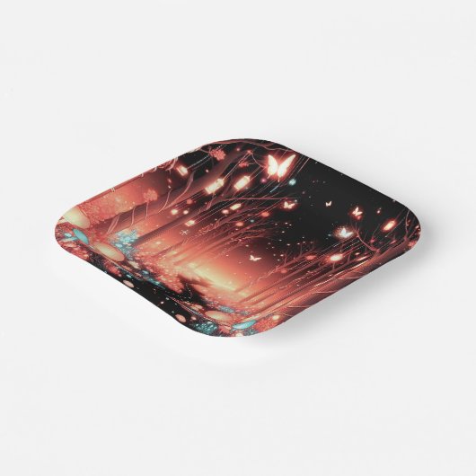 Assiettes En Carton Baby shower forestier boho Little Enchanted (Angulaire)