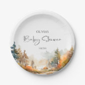 Assiettes En Carton Baby shower forestier d'automne rustique (Devant)