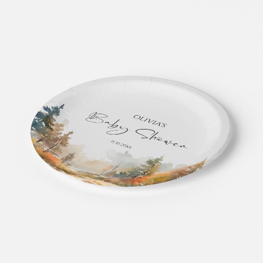 Assiettes En Carton Baby shower forestier d'automne rustique (Angle)